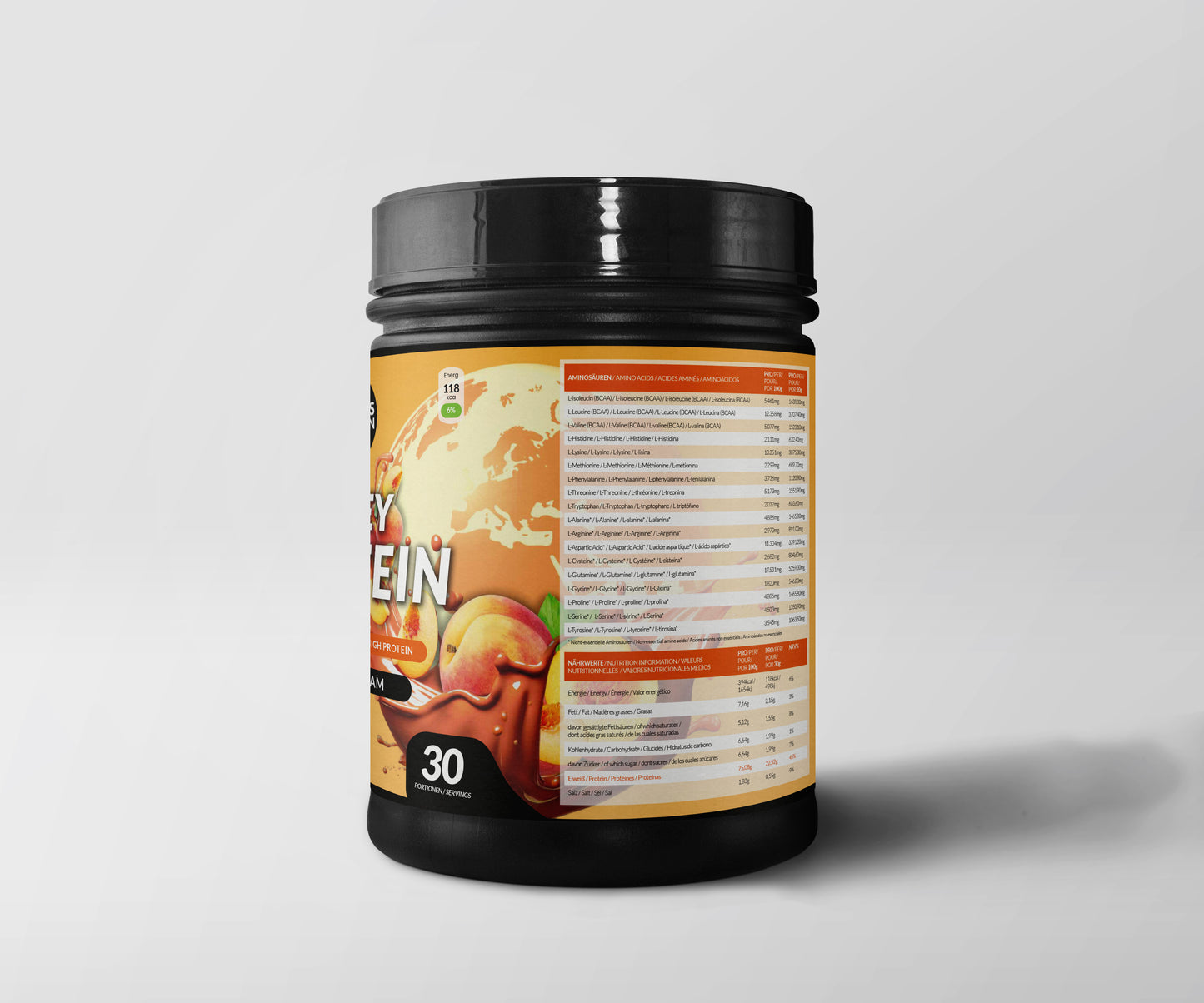 Whey Proteine Pfirsich Sahne